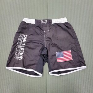 My House Wrestling MMA Shorts Adult Men's Sz Large USA Flag Achaean EJiu Jitsu